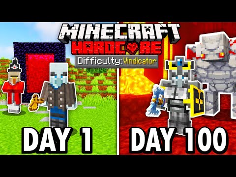 I Survived 100 Days as a VINDICATOR in Hardcore Minecraft... Here’s What Happened