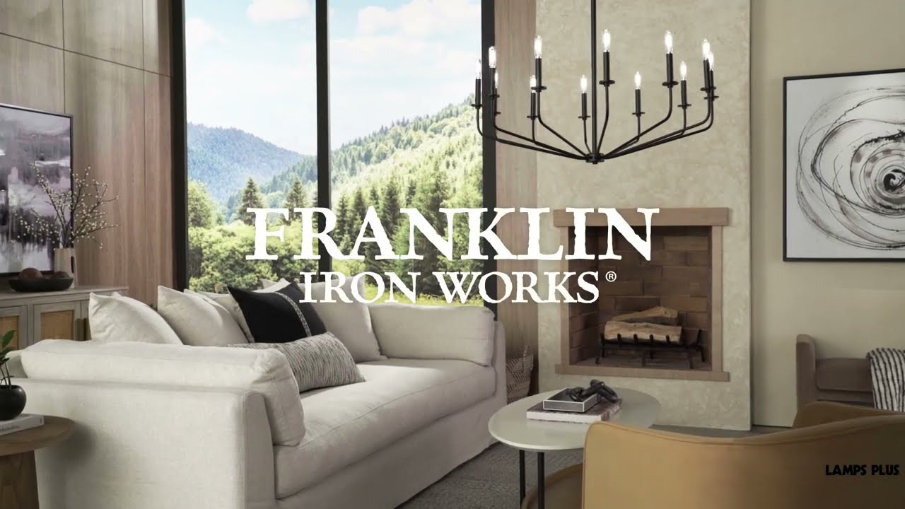Video1 of Franklin Iron Milanese 37 1/2"W Black 12-Light Candelabra Chandelier