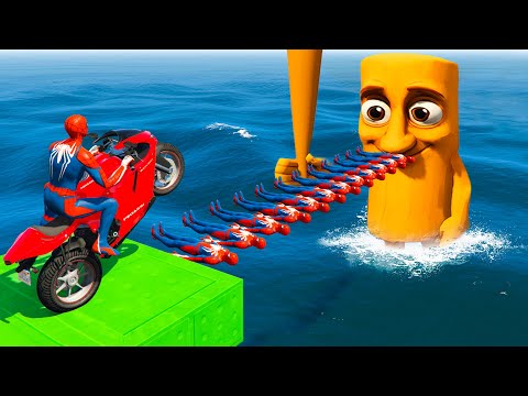 SPIDER-MAN against TUNG TUNG TUNG SAHUR on Motorcycle in RAINBOW SPIDERS BRIDGE | GTA MULTIVERSE