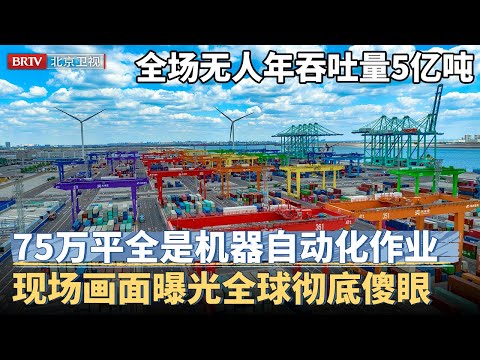 全球首个电能零碳码头，一个人没有年吞吐量5亿吨，75万平全是自动化机器作业，现场画面曝光全球傻眼【京津冀大格局】