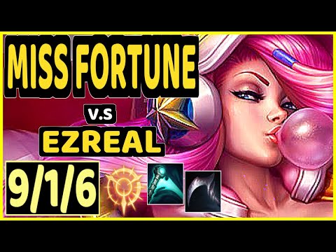 PIGLET (MISS FORTUNE) vs EZREAL - 9/1/6 KDA BOTTOM ADC GAMEPLAY - KR Ranked MASTER