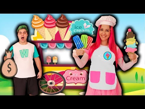 MALOUCOS FINGE BRINCAR DE SORVETERIA COM SORVETES MÁGICOS -  Pretend Play Ice Cream Shop