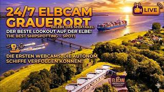 🔴 LIVE | Elbcam Panorama : Blick von der Festung Grauerort Stade 🚢 live webcam
