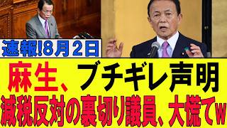 【緊迫】麻生太郎の一喝で自民党が大混乱！減税反対派を追い詰めた“恐怖の発言”がヤバすぎる！！