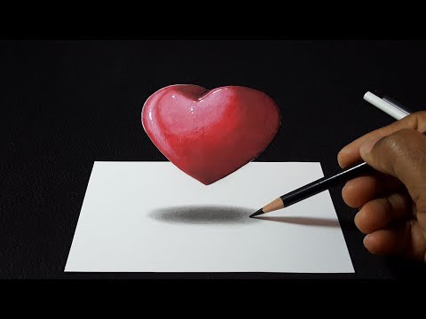 How to Draw a 3D Floating Red Heart | Easy Trick Art - YouTube