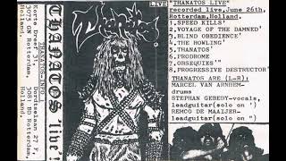 Music video thumbnail preview for Thanatos (NL) Live rehearsal @ De Lede, Rotterdam NL. June 26th 1985 (Rare Early Black/Thrash metal) by Thanatos