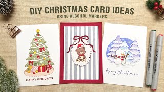 Christmas Greeting Card Ideas 2025 / DIY Christmas Cards with Arrtx 90 Colors OROS Alcohol Markers 🎄