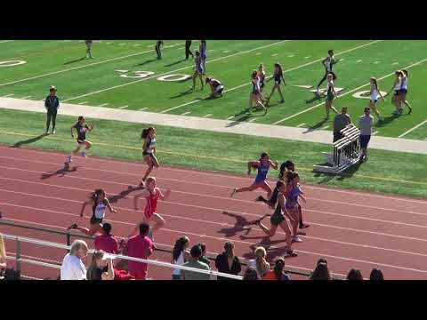 JVG 100m Heat 2 at Sunset League Prelims 4-27-18 - Los Alamitos Girls
