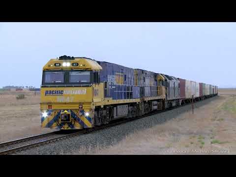 6MP4 Pacific National / TOLL Container Train At Cressy (8/3/2019) - PoathTV Australian Railways