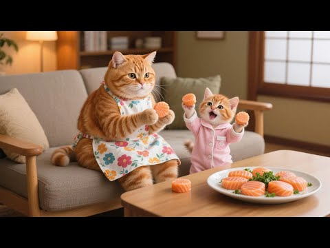 Ginger Kitten Hates Fish, But Mama Cat Makes a Salmon Cake 🎂🐟💞 | Funny Cat Videos
