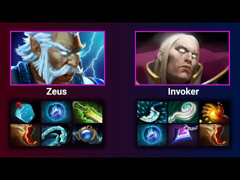 Zeus vs Invoker Mid Matchup (top 100 China) patch 7.32d