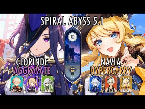 SPIRAL ABYSS 5.1 | C0 Clorinde & C0 Navia - Floor 12 9 Stars | Genshin Impact