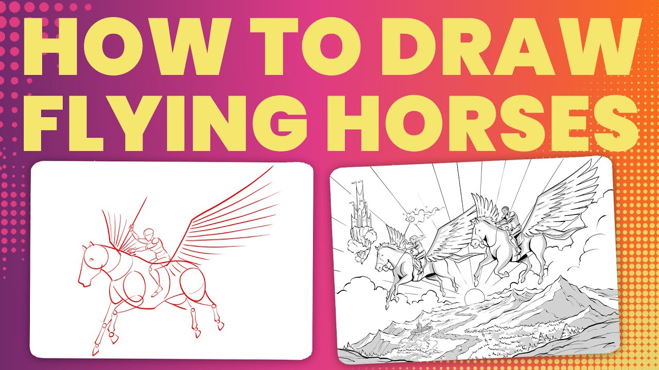 How to draw flying horses