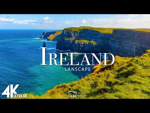 FLYING OVER IRELAND (4K UHD) - Wonderful Natural Landscape With Lounge Music To Play At Luxury Place