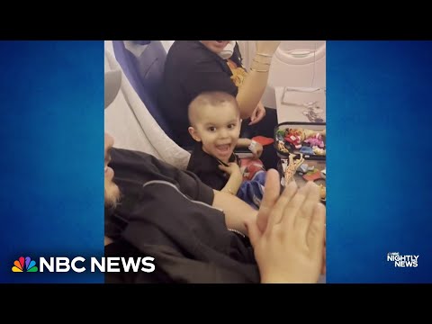 Two-year-old boy celebrates being cancer free with help from a plane full of passengers