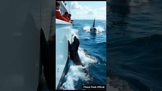 Shark Hunts Seal, Seal Seeks Shelter near Yacht #Shark#Seal#Yacht#Hunt and Escape