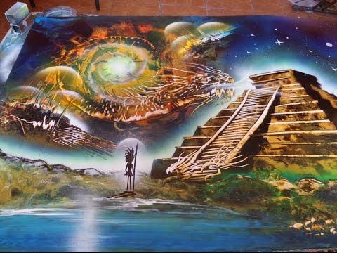 The Four elements spray paint art