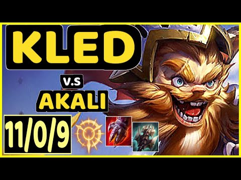 CRIS (KLED) vs AKALI - QUADRAKILL 11/0/9 KDA TOP GAMEPLAY - NA Ranked GRANDMASTER