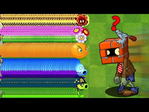 Every PEASHOOTER vs Team 8 Brickhead Zombies - Who Will Win? - PvZ 2 Challenge