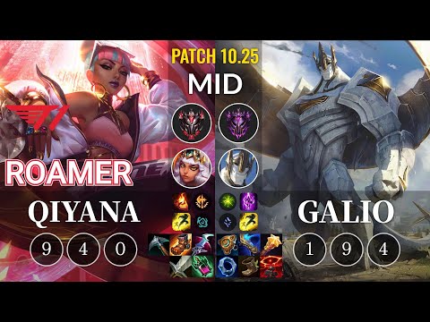 T1 Roamer Qiyana vs Galio Mid - KR Patch 10.25