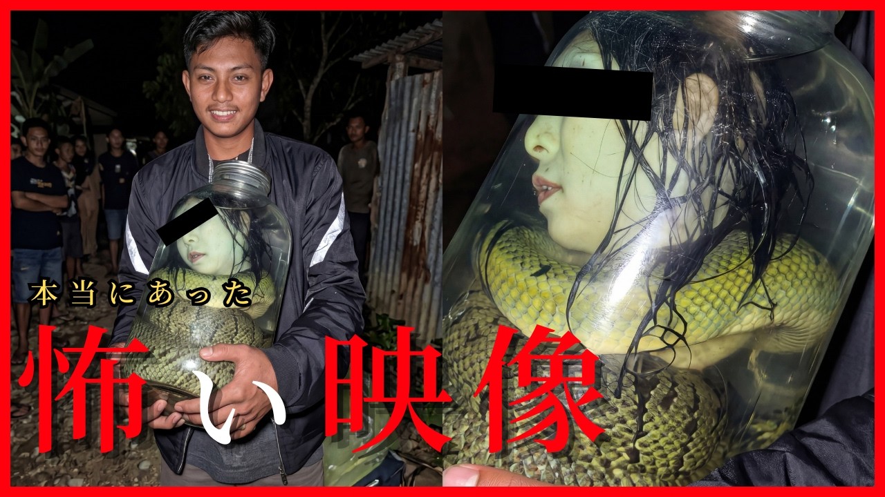 【海外心霊映像】瓶の中に蛇に巻かれた女の顔が保存されていた【蛇女・心霊映像・怪奇現象】