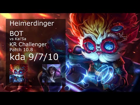 Heimerdinger Bot vs Kai'Sa - KR Challenger 9/7/10 Patch 10.8 Gameplay // [롤] 하이머딩거 vs 카이사