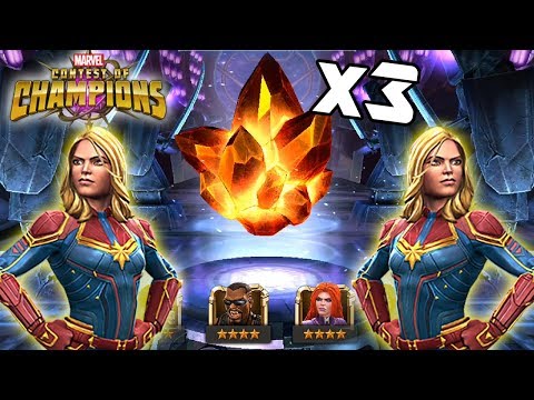 3x 4 Star Crystal Opening | Hunting Captain Marvel: Marvel Contest of Champions