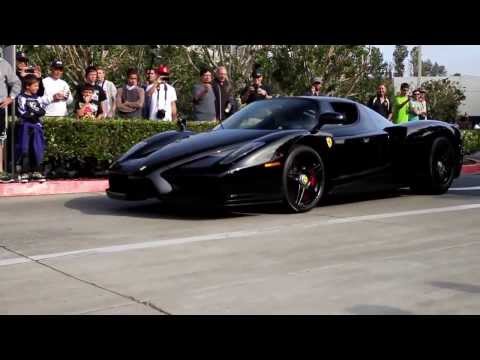 Black Ferrari Enzo Leaving Cars and Coffee! Driving + Sounds!
