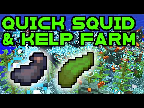 Minecraft Quick Squid Farm + Kelp (3100 ink/hr) [20 minute build] Video