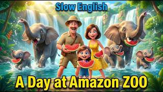 Our First Trip to the Amazon ZOO |World'Largest Jungle | Easy English Listening Story (A1 Level)