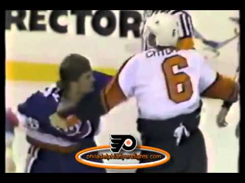 001 Sep 18, 1988 Dean Ewen vs Jeff Chychrun New York Islanders vs Philadelphia Flyers ROUND1