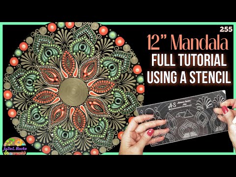 I used a STENCIL! Mandala Dot Art Painting on Upcycled Record Album Tutorial