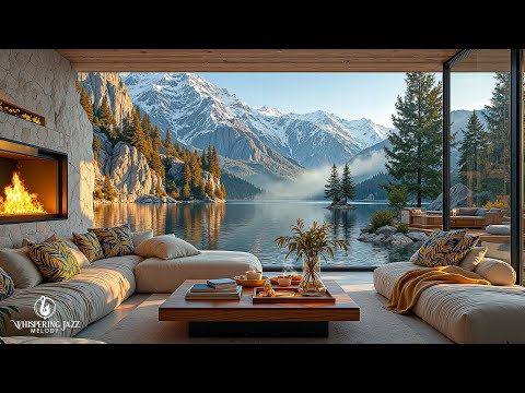 Relaxing Jazz Ambience In Lakeside Coffee Shop | Chill Up Moods With Gentle Jazz In Warm Ambience