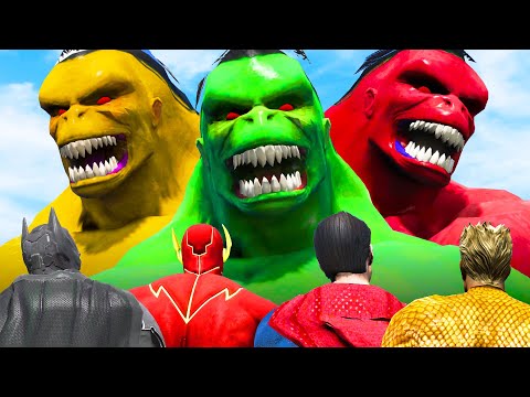 Color Team Hulk 2099 vs Batman Flash Superman Aquaman Wonder Woman Justice League #UGSuperHeroBattle