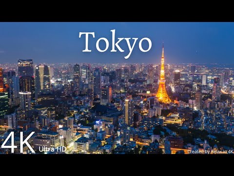 Tokyo in 4K Ultra HD. Tokyo, Japan by 4k drone. Relaxing Music