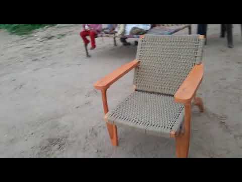 White wood  rope dining chair