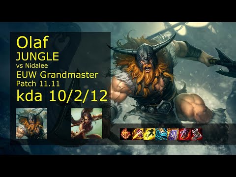 Olaf Jungle vs Nidalee - EUW Grandmaster 10/2/12 Patch 11.11 Gameplay