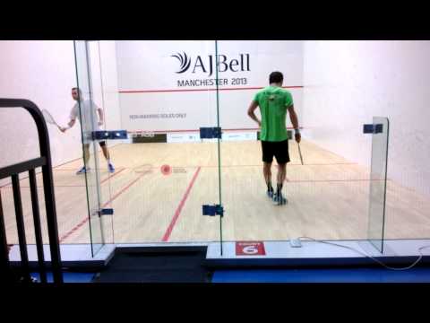 World Squash Champs 2013 Round 1 Miguel Angel rodriguez vs Gregoire Marche
