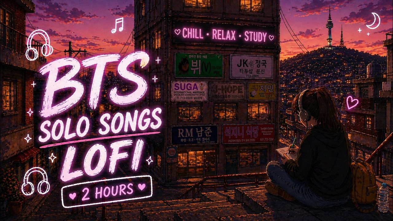 BTS Solo Songs Lofi 🌙 2 Hour Chill Study Mix | Relax, Focus & Sleep