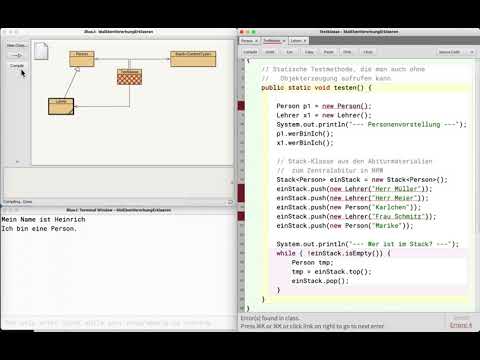 Java und Vererbung, eine kurze Demonstration mit BlueJ