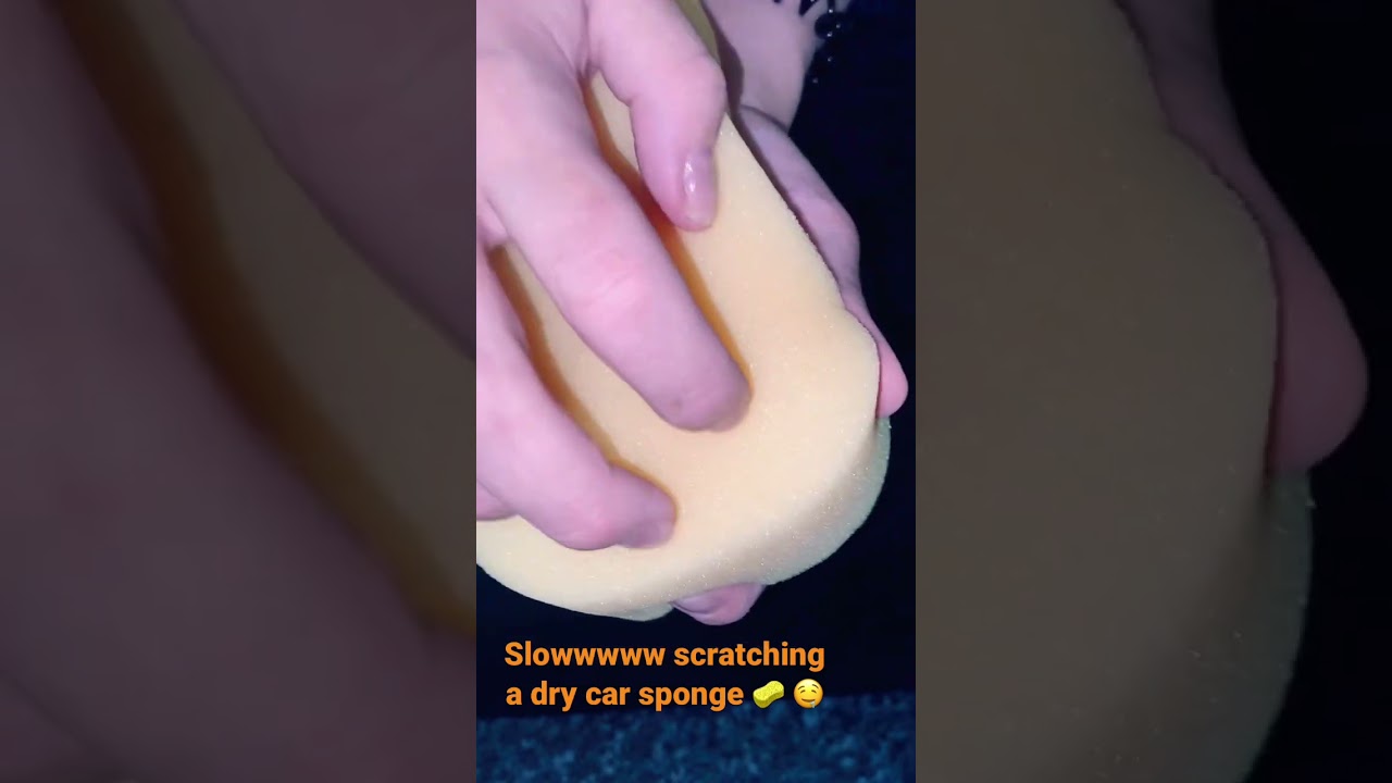 *ASMR* slowwwly scratching a dry car sponge 🧽 🤤 #asmr #sponge