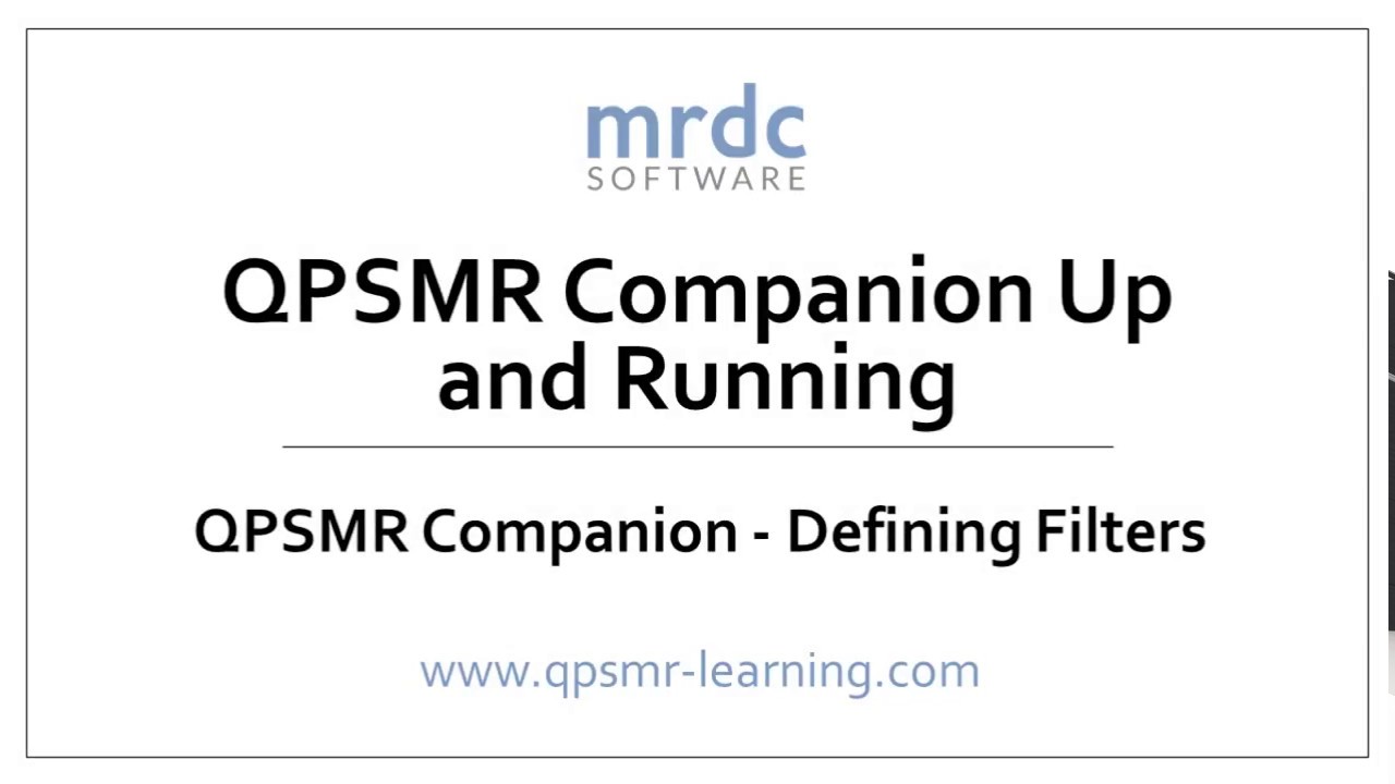QPSMR Companion   Defining Filters