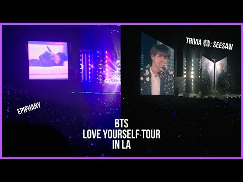 180908 BTS LOVE YOURSELF TOUR IN LA | Suga (슈가) Trivia 轉: Seesaw | Jin (진) Epiphany | The Plebes