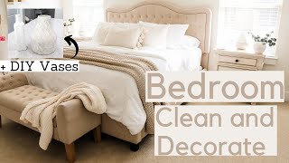NEW BEDROOM CLEAN AND DECORATE  WITH ME | DIY Stone Vases ✨