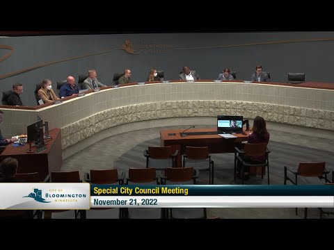 , title : 'November 21, 2022 Special Bloomington City Council Meeting'