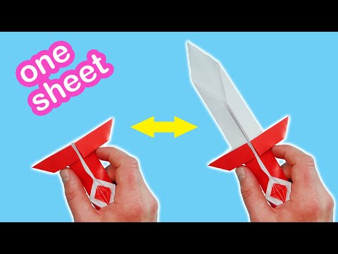 How to make a Paper Switchblade Sword. Eye of the Dragon Tutorial. Origami Magic Trick.