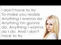 Avril Lavigne - I Don't Have to Try [Lyrics/Letra]