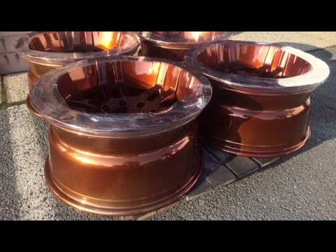 Powder coating wheels in copper chrome