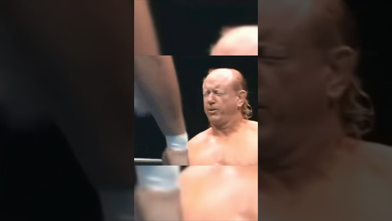 秋山準の強烈なエルボーがドリー•ファンクに炸裂！コーナーに崩れ落ちるドリー