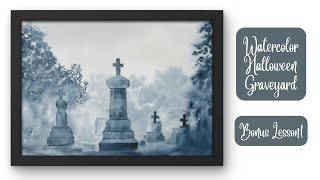 Spooky Watercolor Halloween Graveyard Tutorial 🖤